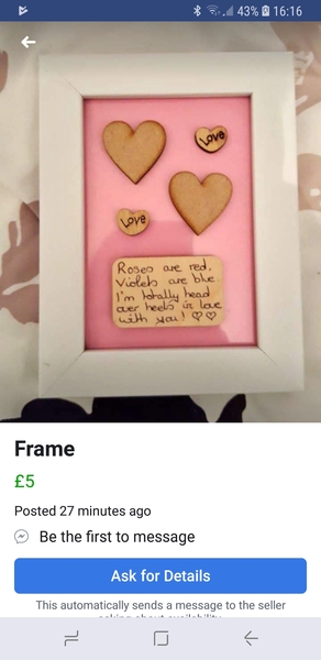 Valentines day is approaching- facebook marketplace is filling with tat!