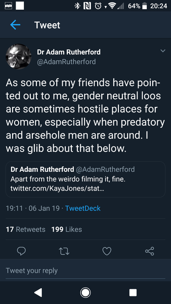 Adam Rutherford and mixed sex loos