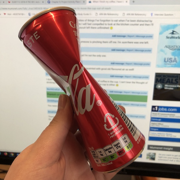 When I finish my coffee, I have to move the cup out of reach