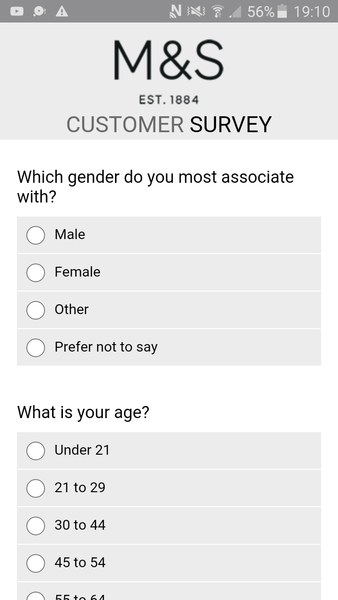 Marks & Spencer Customer Survey asked me this...