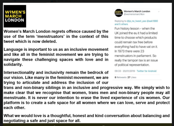 Women's March London says trans voices should be elevated over women's voices