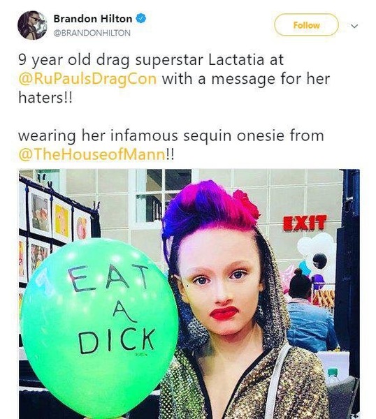 Drag kid photographed with NAKED adult drag  queen