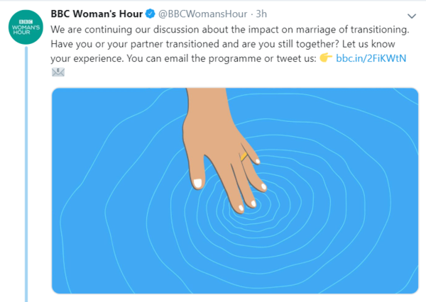 Powerful R4Woman's Hour 'transwidow' interview with a woman describing the devastating impact of her husband's transition on her, their marriage and children.