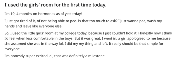 I used the girls' room for the first time today