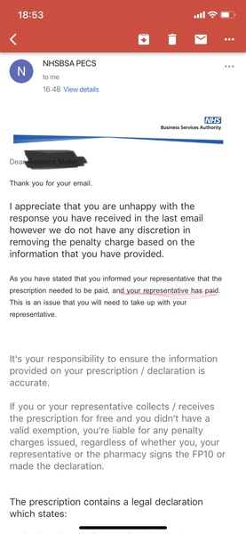 Prescription penalty charge notice