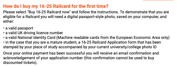 Young Person's RailCard & advance purchase rail tickets