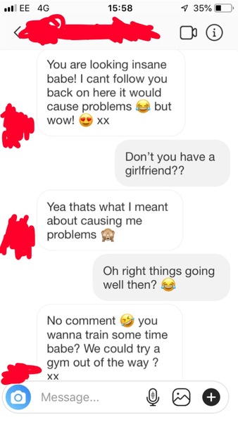 Anonymous screen shot of instamessage flirtation