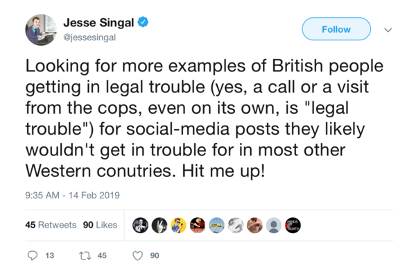 Jesse Singal, US journalist: British people in legal trouble...hit me up