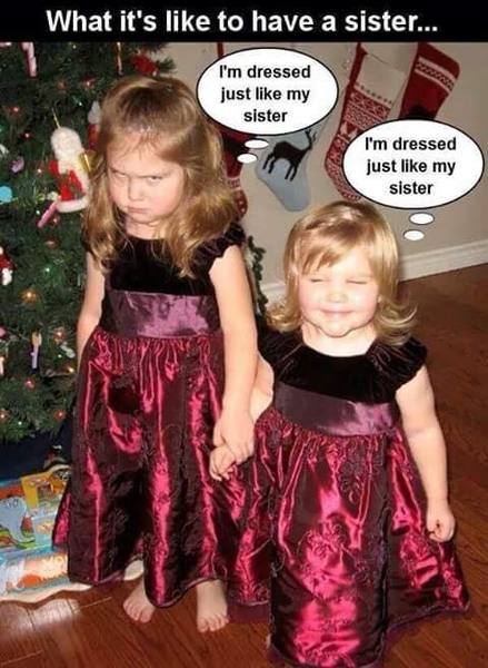 To dress young daughters the same