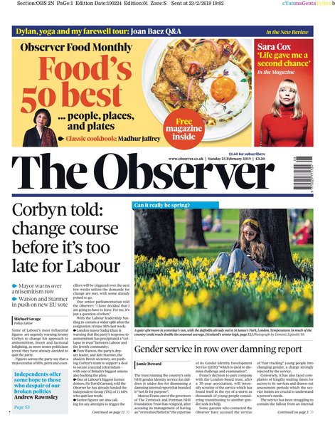 Times article - Governor quits ‘blinkered’ Tavistock clinic