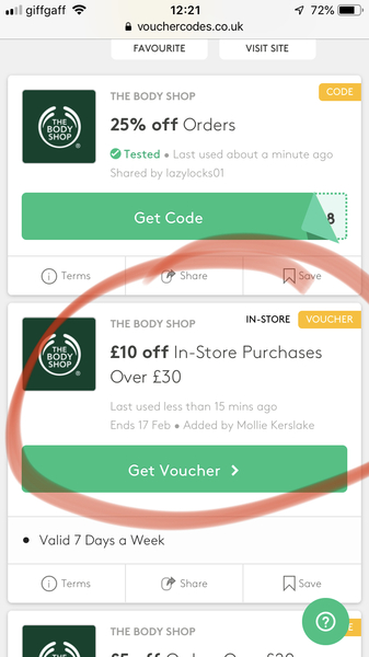 Do the Body Shop shops run the £10 off £30 offers, or is it online only?
