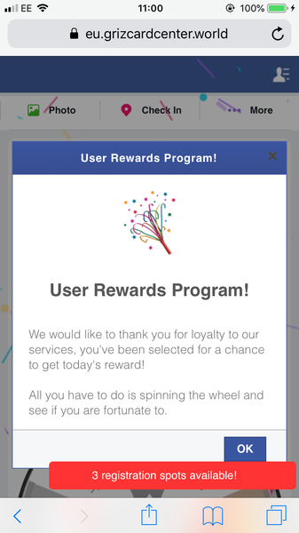 I keep getting redirected to a spam ‘FB gifts’ thing?