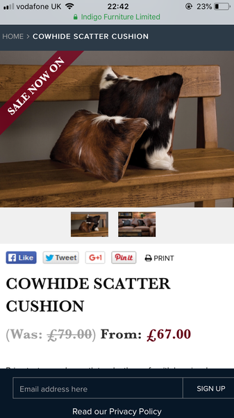 Cowhide cushion covers.