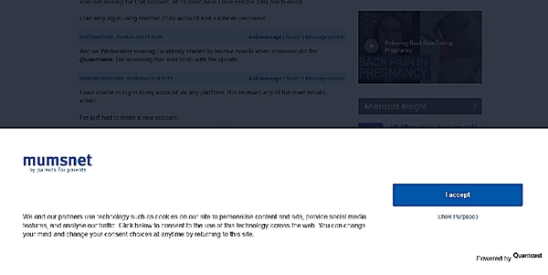 'Powered by Quantcast' - cookies consent pop-up