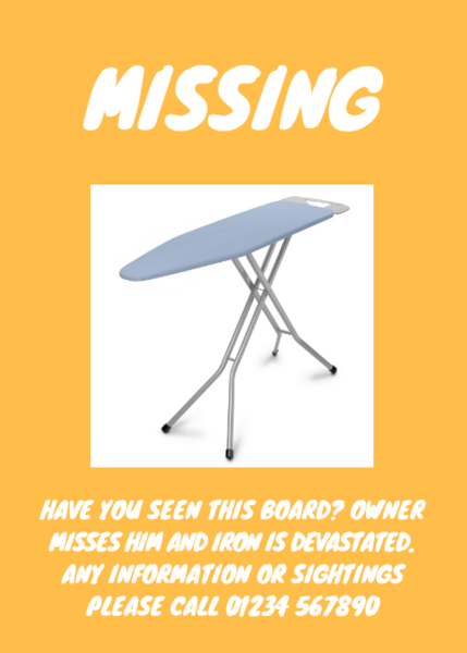 AIBU to ask you to explain missing ironing board