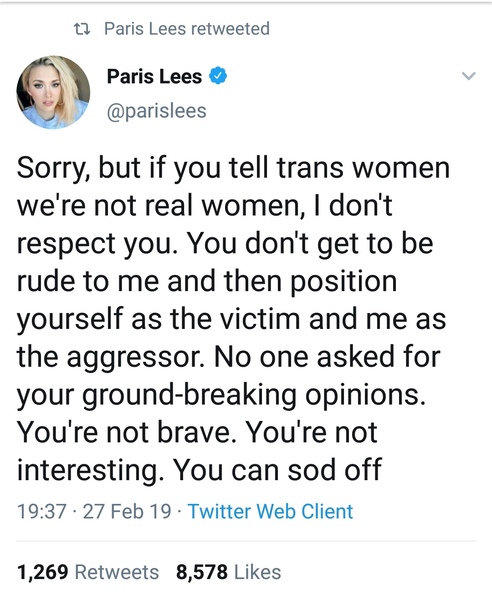 Suzanne Evans barred from Twitter for commenting on Paris Lees