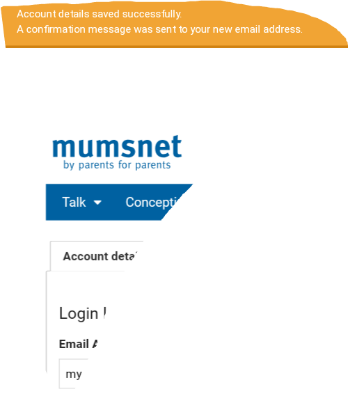 Changed email address but account page still showing original...