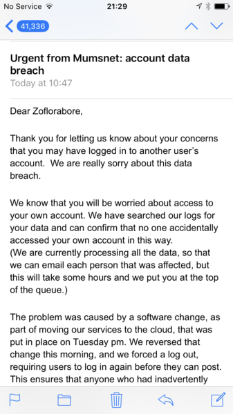 Mumsnet data breach - please read
