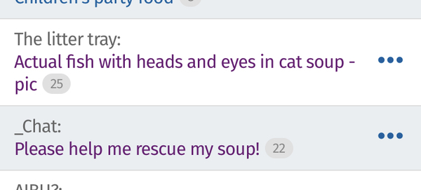 Actual fish with heads and eyes in cat soup - pic