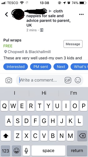 Strange comment on FB marketplace