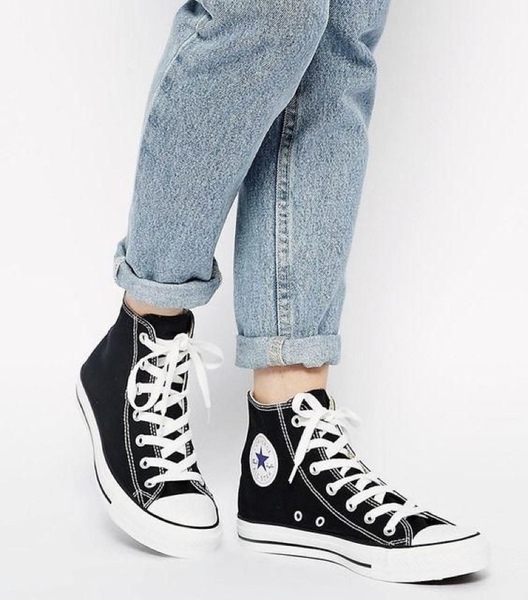 Bright pink converse high tops....