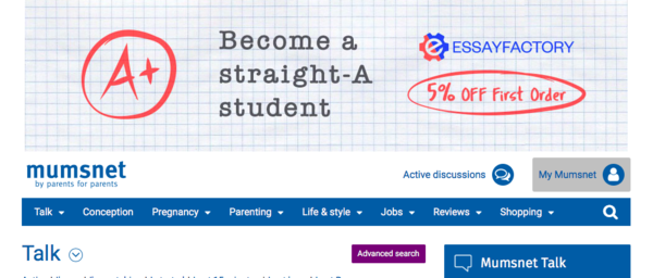 Why is Mumsnet allowing ads from essay writing companies that are essentially encouraging students to cheat?