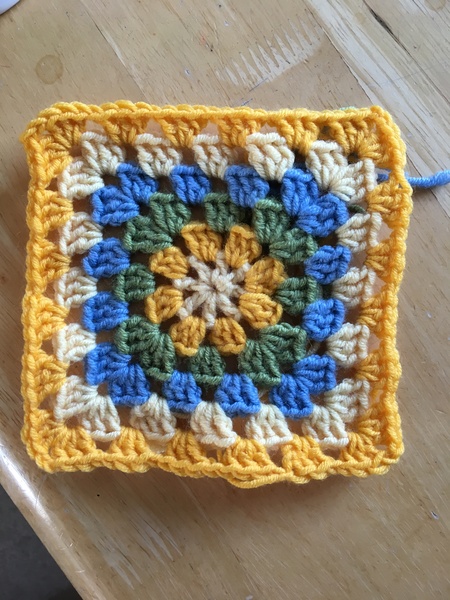 Woolly Hugs. A Blanket for SanJunipero and her son, in memory of her wife and his mum. Join us to make something very beautiful for them.  All help warmly received.