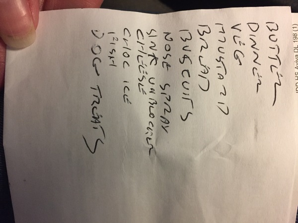 I found a shopping list!