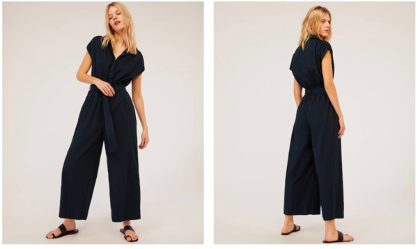 What shoes would you wear with this navy jumpsuit?