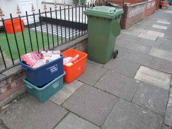 To think Everyone knows what a Green Wheely Bin is for,  even builders from a different town?!