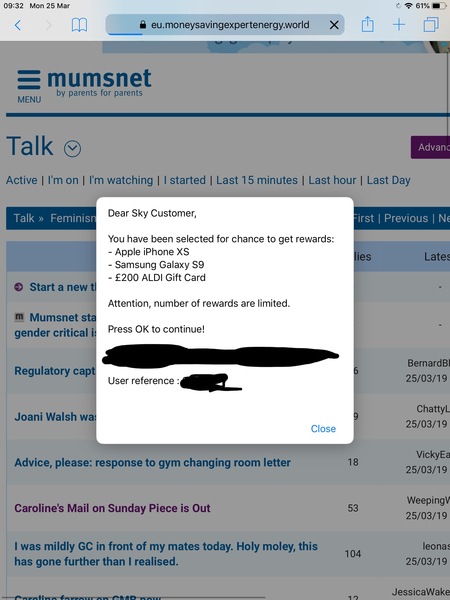 Keep getting directed to dodgy sites