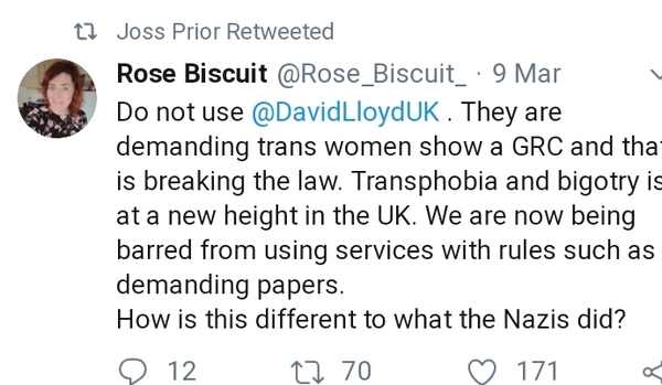 David Lloyd changing room policy in Huffpost