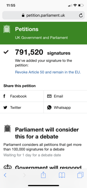 Revoke A50 petition fastest growing of all time....