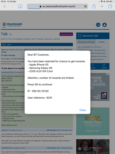 Anyone else getting this spam on Mumsnet?
