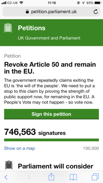 Revoke A50 petition fastest growing of all time....