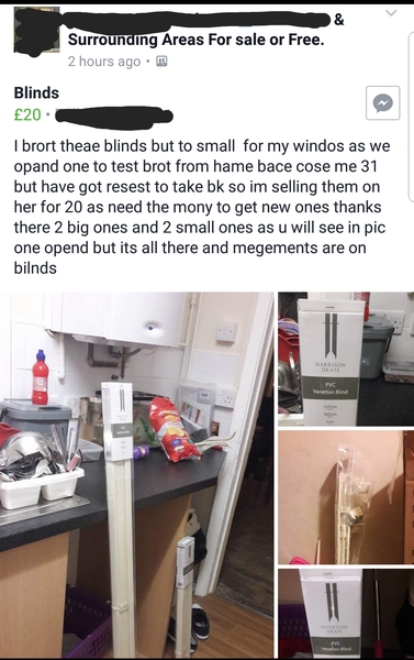 Facebook selling post misspellings
