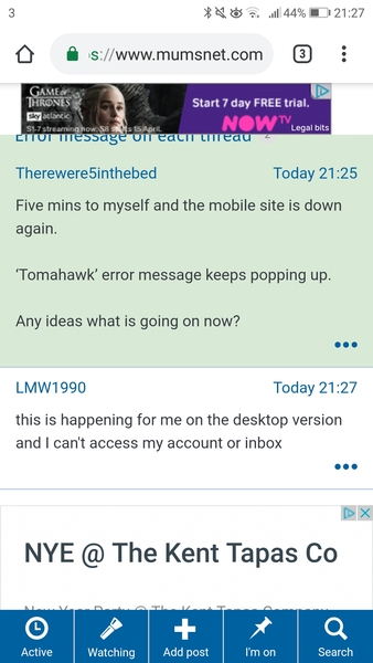 Error message on each thread