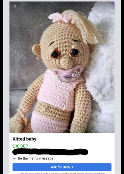 Knitted baby anyone? Dummy & hoop earrings included!