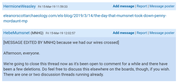 Eleanor Scott article,  'Did Mumsnet Just Hand Penny Mordaunt Her Arse?'