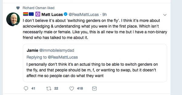 Josie Long refers to women as 'terfs'