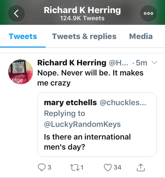 To link to Richard k Herring’s international woman’s day refuge fundraising account