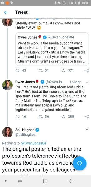 What happened between Owen Jones and Sali Hughes over the weekend?