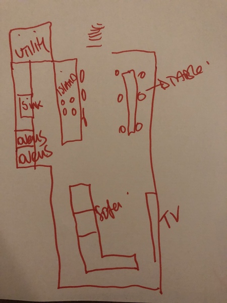 Size for an open plan kitchen/diner/living room