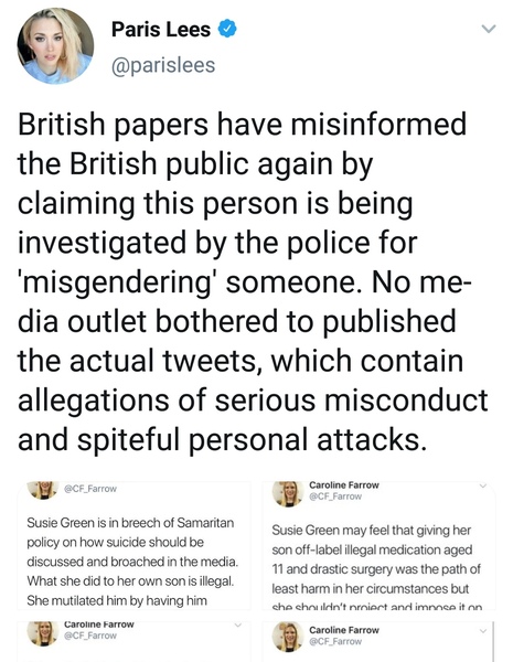 Police interviewing Caroline Farrow under caution and threatening to arrest her for "misgendering"