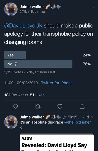 David Lloyd changing room policy in Huffpost