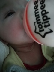 Red blotches in babies face and chest while feeding.
