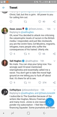 What happened between Owen Jones and Sali Hughes over the weekend?