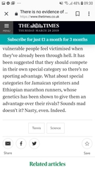 Times article on transgender athletes; Alex Kay Jelski