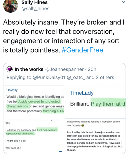 Update: identifying as non-binary for work award
