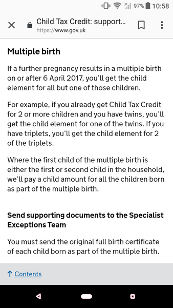 Child tax credits with second baby